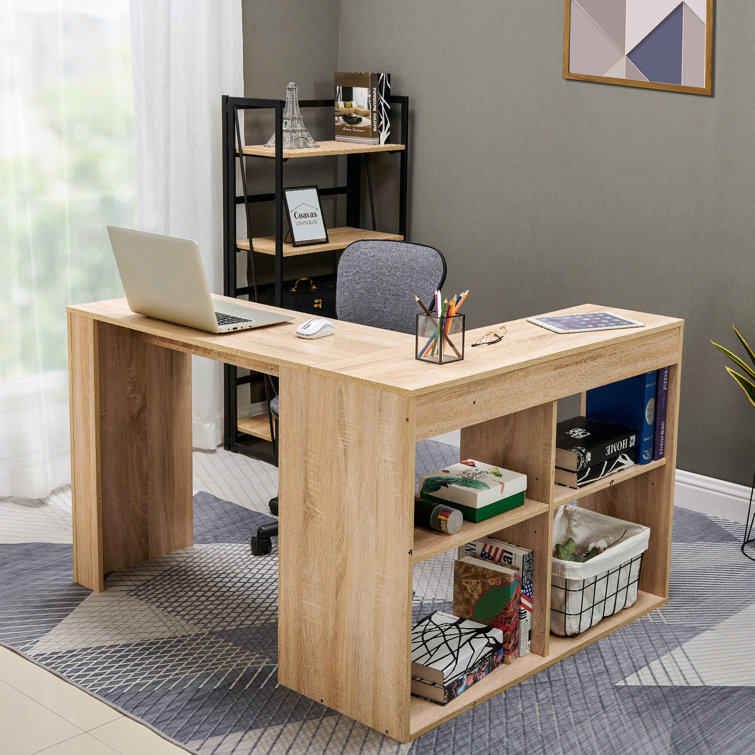 Latitude Run® L Shaped Computer Desk With Storage Oak & Reviews